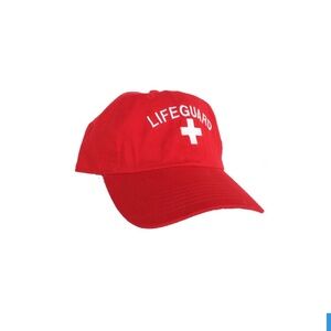 Lifegaurd Baseball Hat Adjustable Cross Swimming Embroidered Red